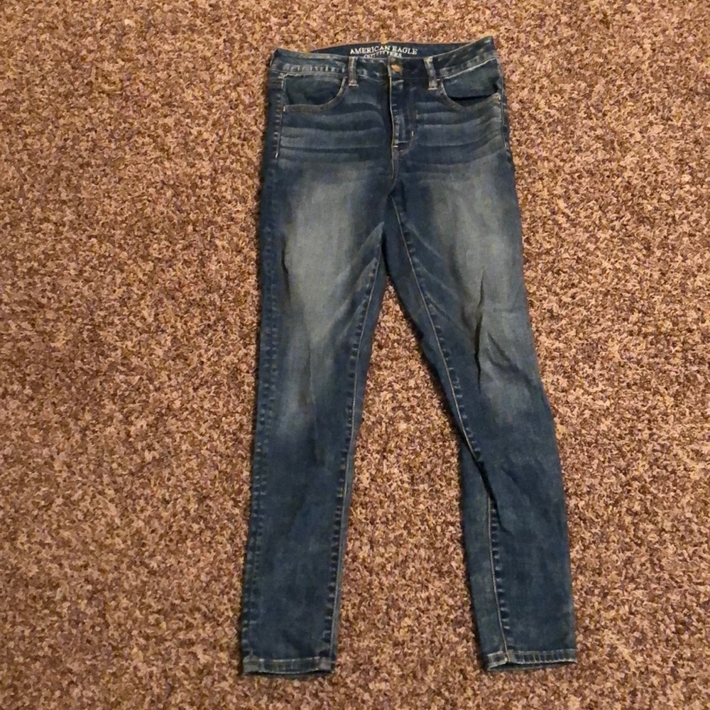 High-Rise Blue Stone-Wash American Eagle Jeans